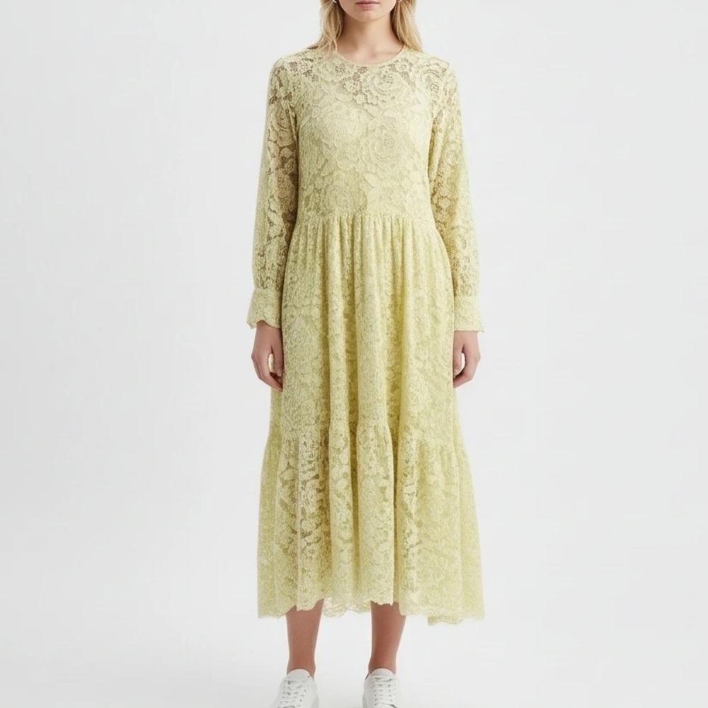 Anthropologie Hutch Yellow Lace Midi Dress